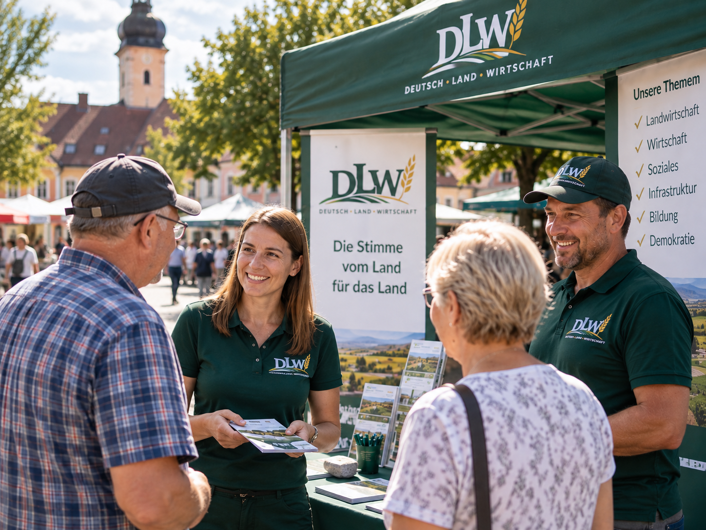 Menschen unterstützen die DLW bei einer Aktion vor Ort
